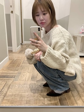 「A part by（アパートバイ）のアイテム（デニムパンツ）」を使った、Moekaさん（レディース・162cm）の冬コーディネート