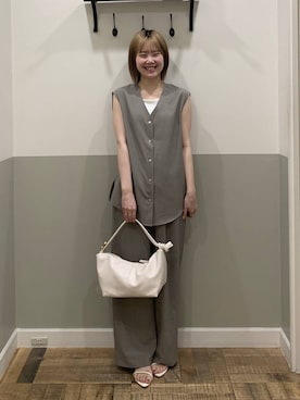 「A part by（アパートバイ）のハートモチーフバッグ（ショルダーバッグ、ホワイト系）」を使った、Moekaさん（レディース）の夏コーディネート