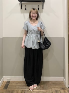 「A part by（アパートバイ）のハートモチーフバッグ（ショルダーバッグ、ブラック系）」を使った、Moekaさん（レディース）の夏コーディネート