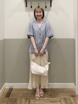 「A part by（アパートバイ）のハートモチーフバッグ（ショルダーバッグ、ホワイト系）」を使った、Moekaさん（レディース）の夏コーディネート