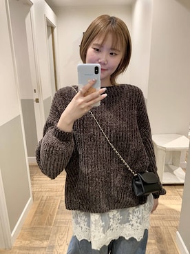 「アイテム（チュニック）」を使った、Moekaさん（レディース・162cm）の冬コーディネート