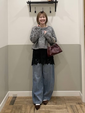 「アイテム（キャミソール）」を使った、Moekaさん（レディース・162cm）の冬コーディネート