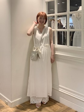 「A part by（アパートバイ）のナローストラップサンダル（サンダル、ホワイト系）」を使った、Moekaさん（レディース）の夏コーディネート