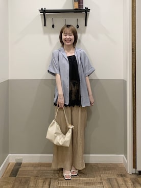 「A part by（アパートバイ）の≪追加3≫レースキャミチュニック（キャミソール、ブラック系）」を使った、Moekaさん（レディース）の春コーディネート
