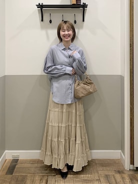 「A part by（アパートバイ）のチェーン2WAYBAG（ショルダーバッグ、ベージュ系）」を使った、Moekaさん（レディース）の春コーディネート