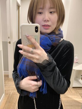 「A part by（アパートバイ）のアイテム（ストール/ショール）」を使った、Moekaさん（レディース・162cm）の冬コーディネート
