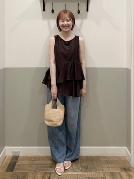 「A part by（アパートバイ）のテンセルデニムパンツ（デニムパンツ、ブルー系）」を使った、Moekaさん（レディース）の夏コーディネート