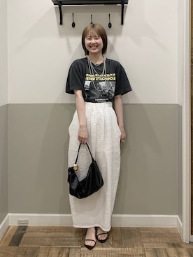「A part by（アパートバイ）のハートモチーフバッグ（ショルダーバッグ、ブラック系）」を使った、Moekaさん（レディース）の春コーディネート