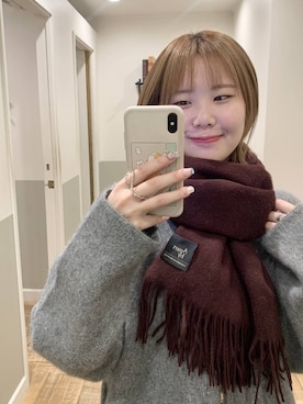 「A part by（アパートバイ）のアイテム（ストール/ショール）」を使った、Moekaさん（レディース・162cm）の冬コーディネート