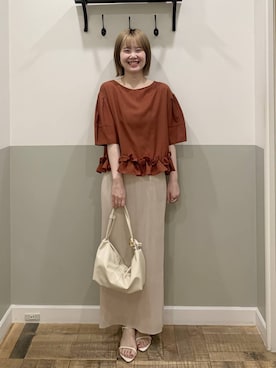 「A part by（アパートバイ）のプリーツイージータイトスカート2（スカート、ホワイト系）」を使った、Moekaさん（レディース）の夏コーディネート