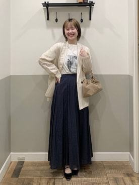 「A part by（アパートバイ）の≪追加3≫シアーWジャケット（テーラードジャケット、ベージュ系）」を使った、Moekaさん（レディース）の春コーディネート