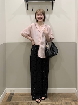 「A part by（アパートバイ）のハートモチーフバッグ（ショルダーバッグ、ブラック系）」を使った、Moekaさん（レディース）の春コーディネート