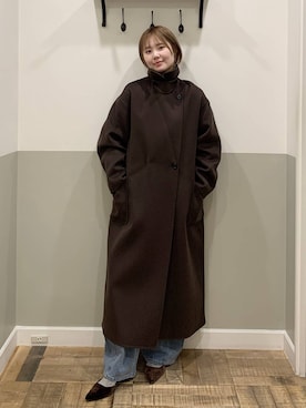 「A part by（アパートバイ）のアイテム（デニムパンツ）」を使った、Moekaさん（レディース・162cm）の冬コーディネート