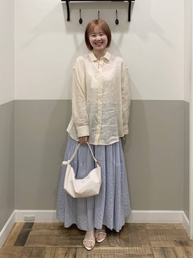 「A part by（アパートバイ）のハートモチーフバッグ（ショルダーバッグ、ホワイト系）」を使った、Moekaさん（レディース）の夏コーディネート