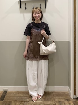 「A part by（アパートバイ）のハートモチーフバッグ（ショルダーバッグ、ホワイト系）」を使った、Moekaさん（レディース）の夏コーディネート