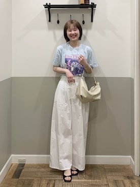「A part by（アパートバイ）のハートモチーフバッグ（ショルダーバッグ、ホワイト系）」を使った、Moekaさん（レディース）の春コーディネート