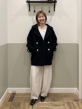 「apart by lowrys」｜「アイテム（ピーコート）」を使った、Moekaさん（レディース・162cm）の冬コーディネート
