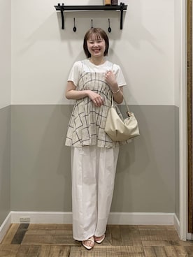 「A part by（アパートバイ）のハートモチーフバッグ（ショルダーバッグ、ホワイト系）」を使った、Moekaさん（レディース）の春コーディネート