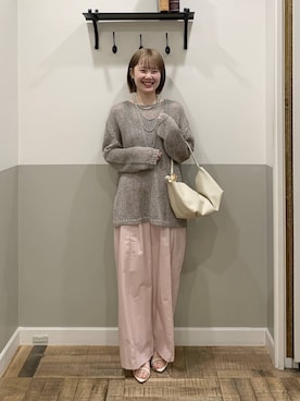 「A part by（アパートバイ）のハートモチーフバッグ（ショルダーバッグ、ホワイト系）」を使った、Moekaさん（レディース）の春コーディネート