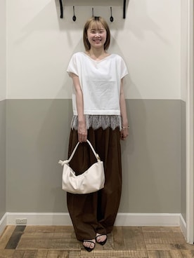 「A part by（アパートバイ）のハートモチーフバッグ（ショルダーバッグ、ホワイト系）」を使った、Moekaさん（レディース）の夏コーディネート