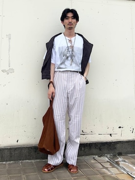 「URBAN RESEARCH（アーバンリサーチ）のアイテム（サンダル）」を使った、rikutoさん（メンズ・174cm）の夏コーディネート