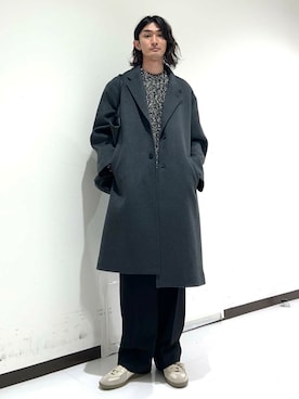 「アイテム（チェスターコート）」を使った、rikutoさん（メンズ・174cm）の秋コーディネート