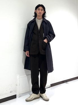 「アイテム（ステンカラーコート、その他）」を使った、rikutoさん（メンズ・174cm）の秋コーディネート