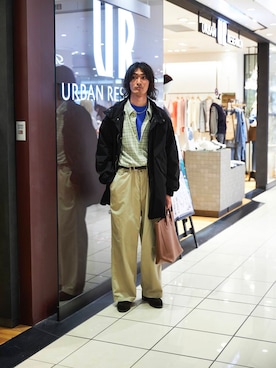 「アイテム（モッズコート）」を使った、rikutoさん（メンズ・174cm）の秋コーディネート