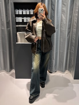 「EMODA」｜「アイテム（ジャケット/アウター）」を使った、豊田朱莉さん（レディース・157cm）の冬コーディネート