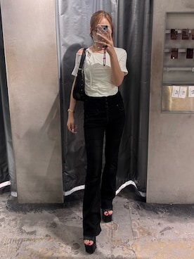 「EMODA（エモダ）のサイドオープンバルキーサンダル（サンダル）」を使った、豊田朱莉さん（レディース・157cm）の春コーディネート