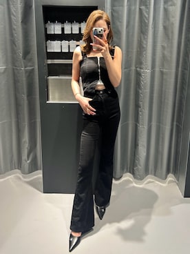 「EMODA（エモダ）のアイテム（サロペット/オーバーオール）」を使った、豊田朱莉さん（レディース・157cm）の春コーディネート