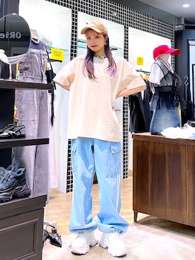 「PBLIM（ページボーイリム）のアイテム（Tシャツ/カットソー）」を使った、naachanさん（骨格ウェーブ・レディース・160cm）の夏コーディネート