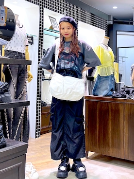 「PAGEBOY（ページボーイ）のアイテム（ニットキャップ/ビーニー）」を使った、naachanさん（骨格ウェーブ・レディース・160cm）の夏コーディネート