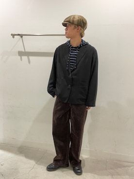 「SENSE OF PLACE by URBAN RESEARCH(センスオブプレイスバイアーバンリサーチ)のライトツイードテーラードジャケット(テーラードジャケット、ブラック系)」を使った、yujiさん(メンズ・178cm)の秋コーディネート