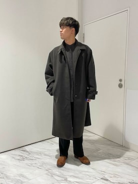 「寒い」｜「アイテム（ステンカラーコート）」を使った、yujiさん（メンズ・178cm）の秋コーディネート