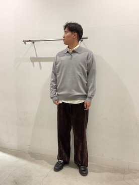 「SENSE OF PLACE by URBAN RESEARCH(センスオブプレイスバイアーバンリサーチ)の『一部WEB限定カラー』『洗濯可/静電気防止/毛玉防止』ストレッチニットポロシャツ(ニット/セーター、グレー系)」を使った、yujiさん(メンズ・178cm)の秋コーディネート