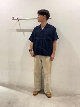「SENSE OF PLACE by URBAN RESEARCH(センスオブプレイスバイアーバンリサーチ)のシアサッカーオープンカラーシャツ(シャツ/ブラウス、ブルー系)」を使った、yujiさん(メンズ・178cm)の夏コーディネート