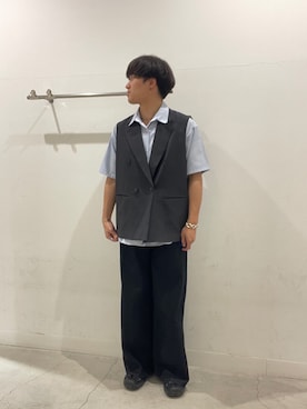 「アイテム（ダウンベスト）」を使った、yujiさん（メンズ・178cm）の春コーディネート