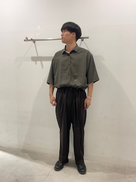「SENSE OF PLACE by URBAN RESEARCH(センスオブプレイスバイアーバンリサーチ)のマイクロチェックエクストラルーズショートスリーブシャツ(シャツ/ブラウス、グリーン系)」を使った、yujiさん(メンズ・178cm)の春コーディネート