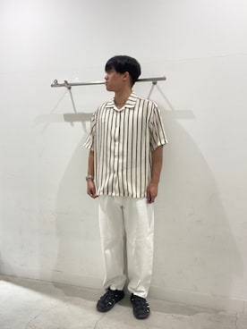 「SENSE OF PLACE by URBAN RESEARCH(センスオブプレイスバイアーバンリサーチ)のアソートレースオープンカラーショートスリーブシャツ(シャツ/ブラウス、ホワイト系)」を使った、yujiさん(メンズ・178cm)の春コーディネート