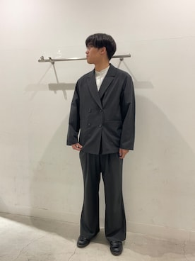 「SENSE OF PLACE by URBAN RESEARCH(センスオブプレイスバイアーバンリサーチ)のシアサッカーダブルジャケット(その他アウター、ブラック系)」を使った、yujiさん(メンズ・178cm)の夏コーディネート
