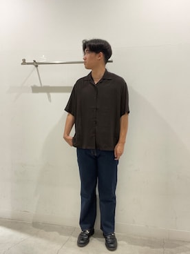 「SENSE OF PLACE by URBAN RESEARCH(センスオブプレイスバイアーバンリサーチ)のシアーヨウリュウオープンカラーシャツ(シャツ/ブラウス、ブラウン系)」を使った、yujiさん(メンズ・178cm)の夏コーディネート