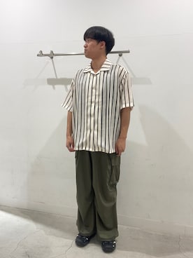 「SENSE OF PLACE by URBAN RESEARCH(センスオブプレイスバイアーバンリサーチ)のアソートレースオープンカラーショートスリーブシャツ(シャツ/ブラウス、ホワイト系)」を使った、yujiさん(メンズ・178cm)の春コーディネート