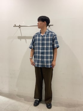 「SENSE OF PLACE by URBAN RESEARCH(センスオブプレイスバイアーバンリサーチ)のオンブレーチェックオープンカラーショートスリーブシャツ(シャツ/ブラウス、ブルー系)」を使った、yujiさん(メンズ・178cm)の春コーディネート
