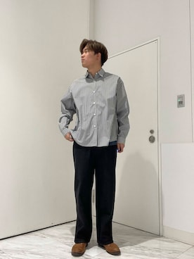 「SENSE OF PLACE by URBAN RESEARCH（センスオブプレイスバイアーバンリサーチ）の『ユニセックス』『イージーケア』コンフォートレギュラーカラーシャツ（シャツ/ブラウス）」を使った、yujiさん（メンズ・178cm）の冬コーディネート