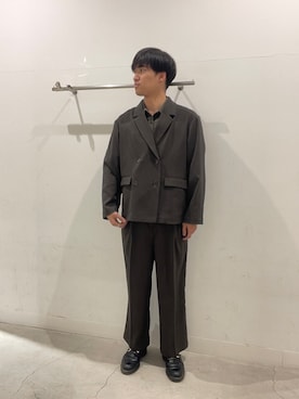「SENSE OF PLACE by URBAN RESEARCH(センスオブプレイスバイアーバンリサーチ)の『イージーケア/速乾』リネンライクダブルテーラードジャケット(テーラードジャケット、グレー系)」を使った、yujiさん(メンズ・178cm)の春コーディネート