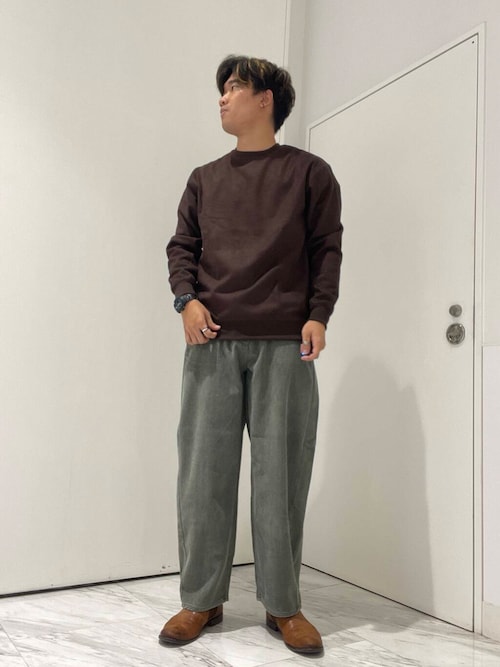 セール】フェイクスエードクルーネックスウェット（スウェット