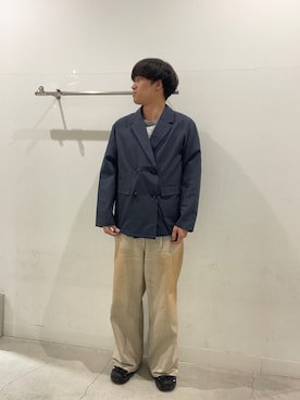「SENSE OF PLACE by URBAN RESEARCH(センスオブプレイスバイアーバンリサーチ)のシアサッカーダブルジャケット(その他アウター、ブルー系)」を使った、yujiさん(メンズ・178cm)の春コーディネート
