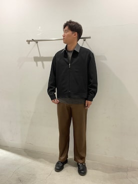 「SENSE OF PLACE by URBAN RESEARCH(センスオブプレイスバイアーバンリサーチ)のFLカラージップブルゾン(ブルゾン、ブラック系)」を使った、yujiさん(メンズ・178cm)の秋コーディネート