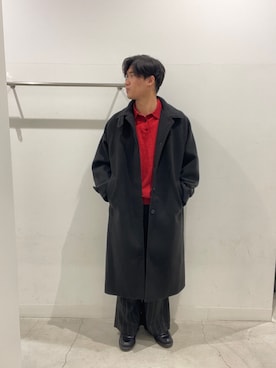 「SENSE OF PLACE by URBAN RESEARCH（センスオブプレイスバイアーバンリサーチ）のウールタッチストライプワイドフレアパンツ（その他パンツ）」を使った、yujiさん（メンズ・178cm）の秋コーディネート